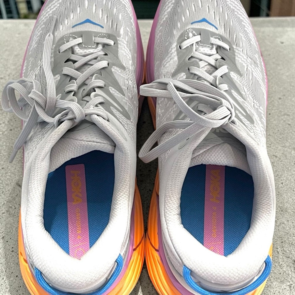 Hoka One One  Gaviota 4 Women's  10B Gray Pink Orange Running Shoes Athletic - Picture 4 of 6